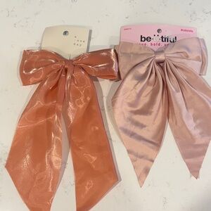 Shiny Pink and Peach Hair Bows